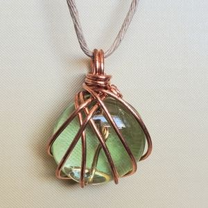 Neclace Copper Wrapped Glass Gem